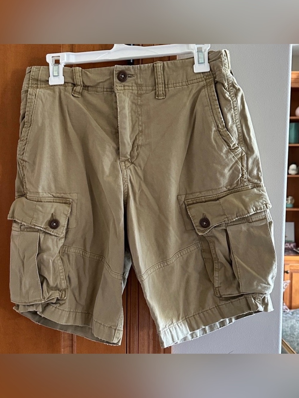 American Eagle Next Level Flex Men Khaki Cargo Shorts Tan Beige Multi Pocket 30